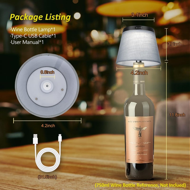 Hoide Store 2025 New Bottle Lamp - LED Bottle Lights for Liquor & Wine Bottles, Cordless Lampshade, Whiskey Bottle Top Light, Bottle Stopper Night Light Kit, Rechargeable 3-Tone Touch-Dimmable - Image 2